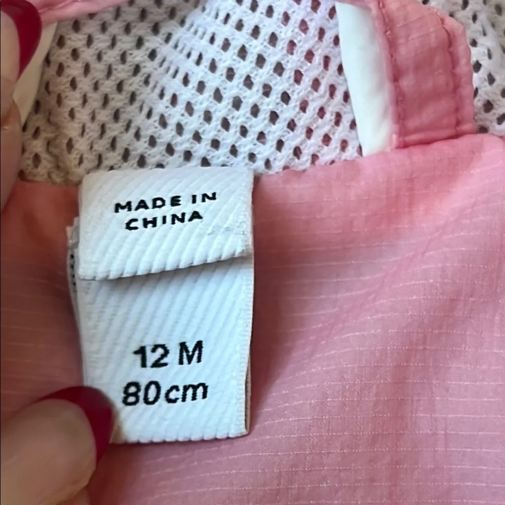 Burberry Pink Hooded Windbreaker jacket 12 months baby designer sale - Picture 3 of 10